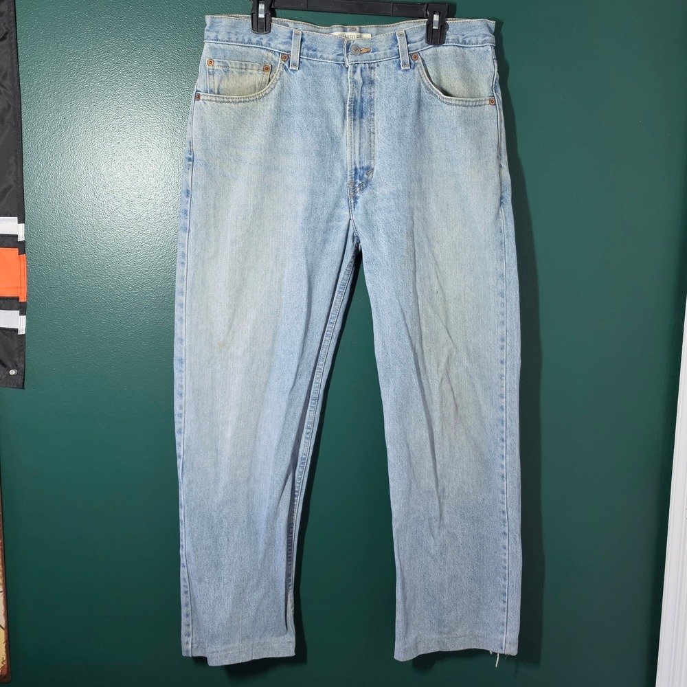 Levis Relaxed Fit Jeans Mens 35x30 Light Wash Blue Straight Leg Denim Pants